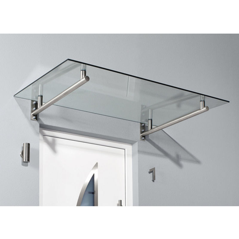 GUTTA Vordach HD aus Verbund-Sicherheits-Glas (VSG) in Edelstahloptik und Transparent, Silberfarben - Bild 2