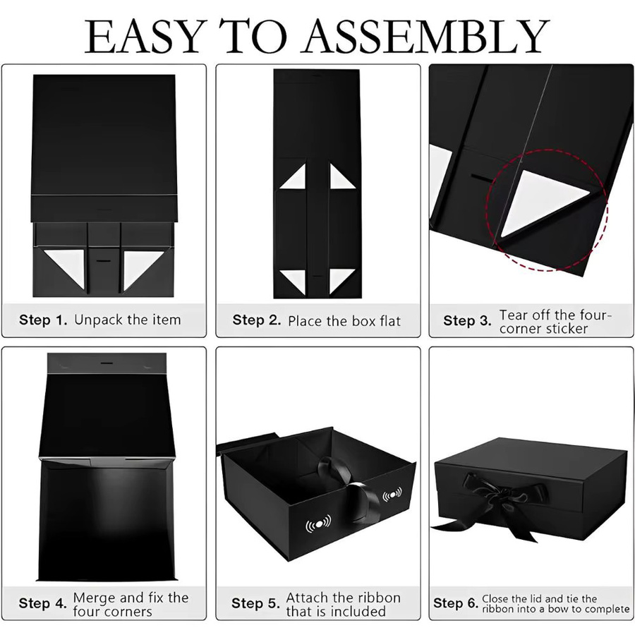 YMY Magnetische Geschenkbox Set in Rosa, Schwarz und Weiß mit Umschlag und 20g Papierfüllmaterial - Bild 4