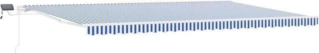 vidaXL Einziehbare Markise aus Polyester und Aluminium in Blau und Weiß, Breite: 600 cm, Tiefe: 300 cm - Bild 1