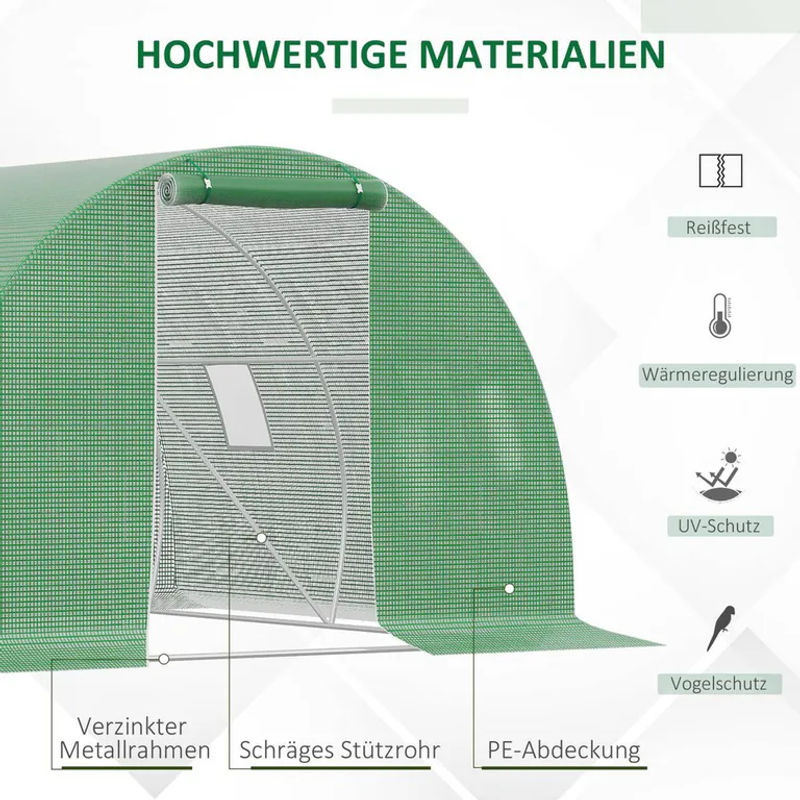 Begehbares Outsunny Foliengewächshaus Polytunnel mit Rolltür und Fenstern mit Innennetz, B/T: 3 x 3 m - Bild 3