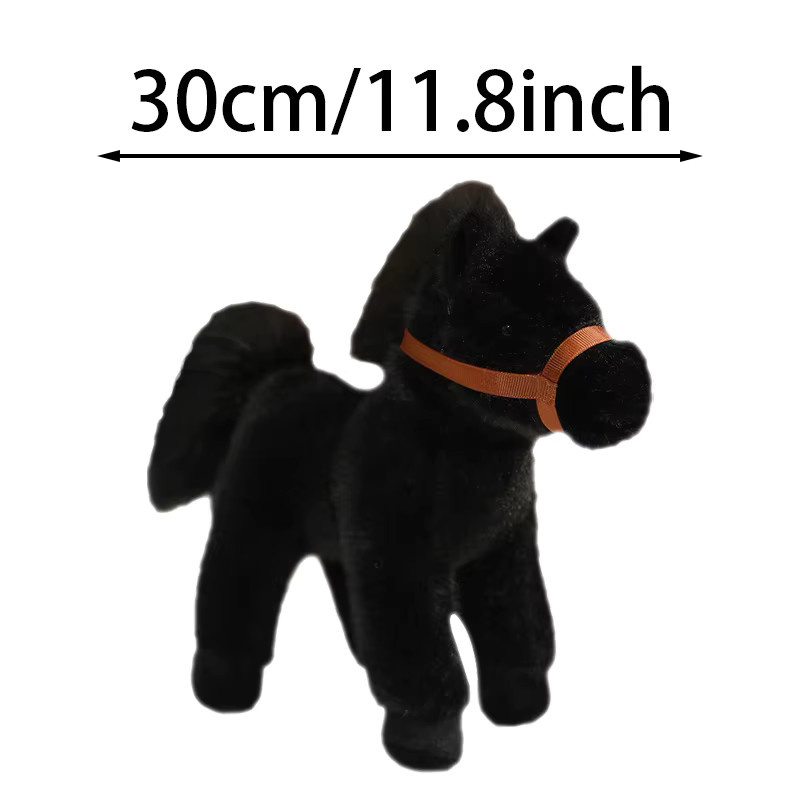 DOYOUDO Pony Plüsch Spielzeug, Stofftier, 30 cm, Weiß, Schwarz - Bild 2