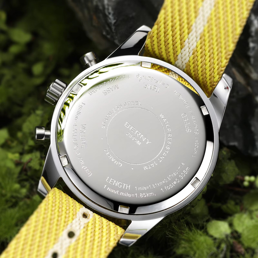 BERNY Chronograph, Quarz, Edelstahl, Gold, Textil, Herren - Bild 5