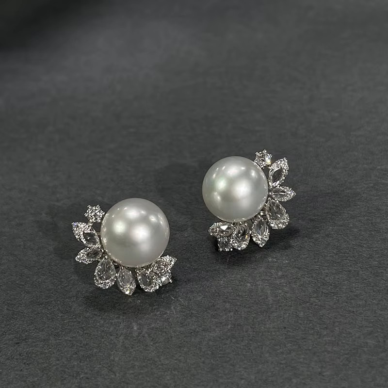 Huitan Brillante Ohrstecker, Silber, Perle, Diamant, Damen - Bild 6