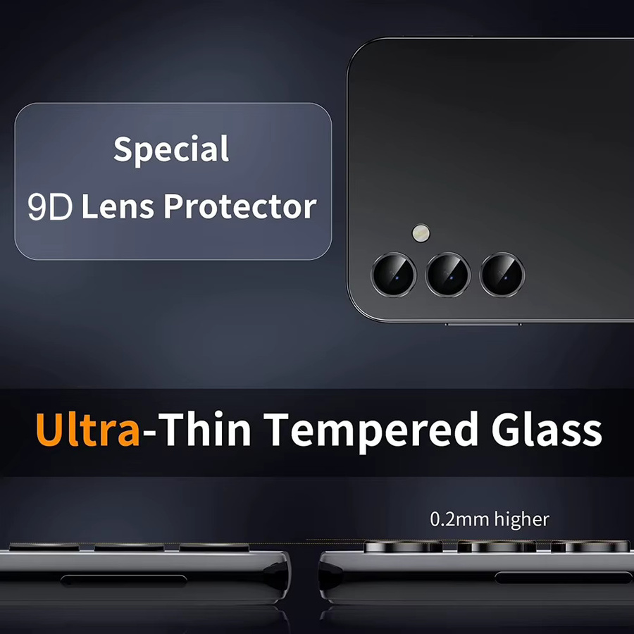 HD gehärtete Glas Objektivschutzfolie mit Legierungsring für Samsung Galaxy S26, S25 Edge und S24 Ultra Plus in Schwarz und Silber - Bild 3