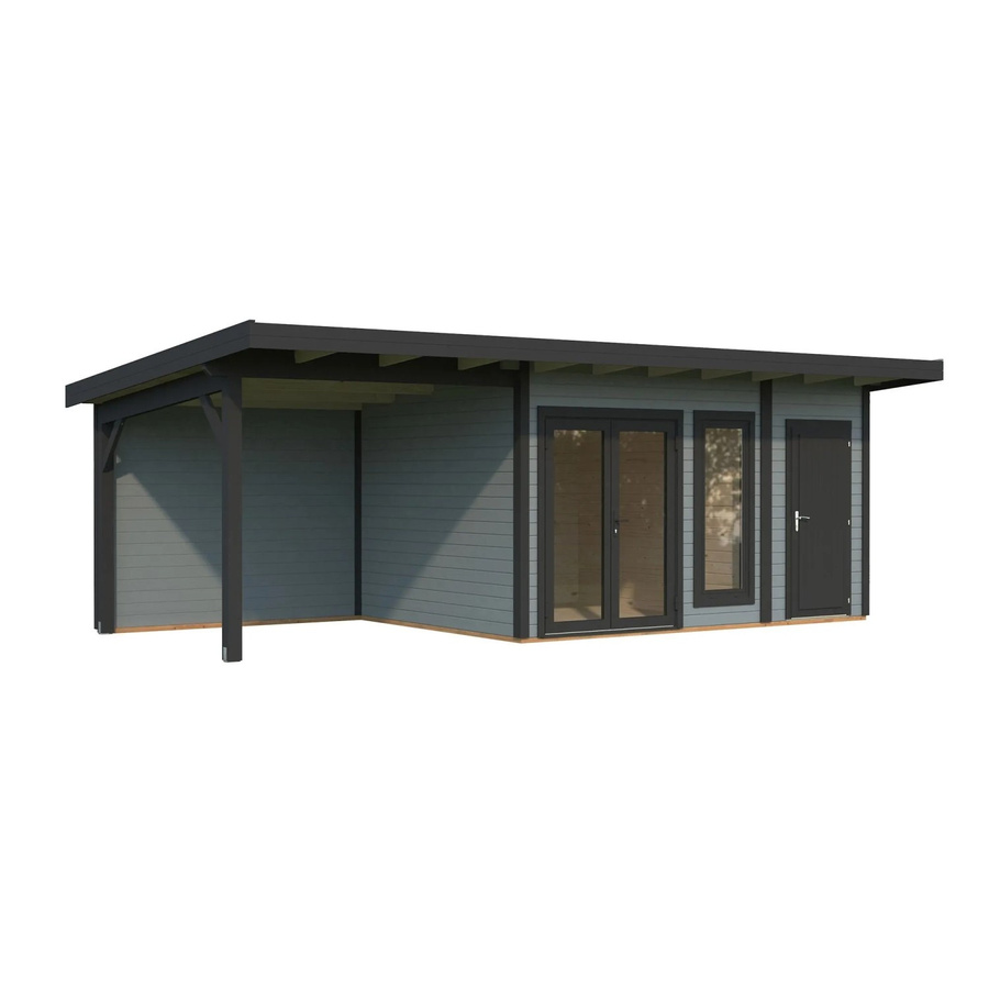 Palmako Holz-Gartenhaus Aurelia mit Pultdach in Grau und Anthrazit inklusive Boden, B/T: 739 x 300 cm - Bild 2