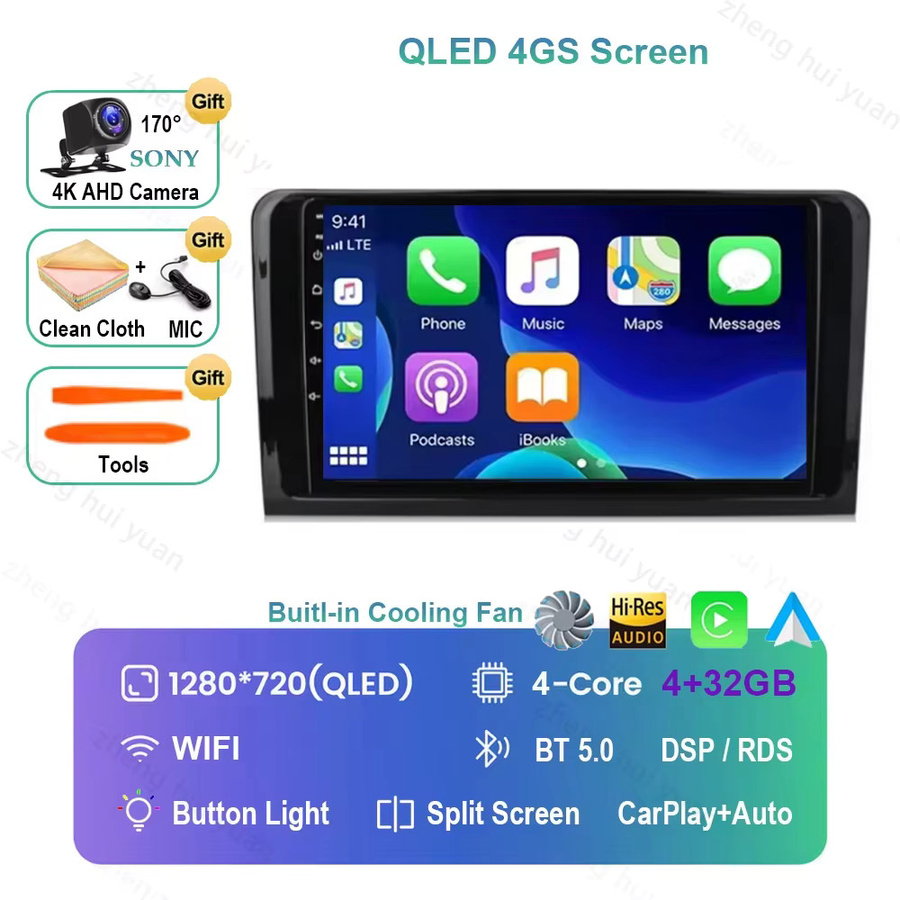 TIEYEZ Android 16 Multimedia-System mit Carplay und Android Auto für Mercedes Benz GL und ML W164 X164, Farbe: Schwarz - Bild 6