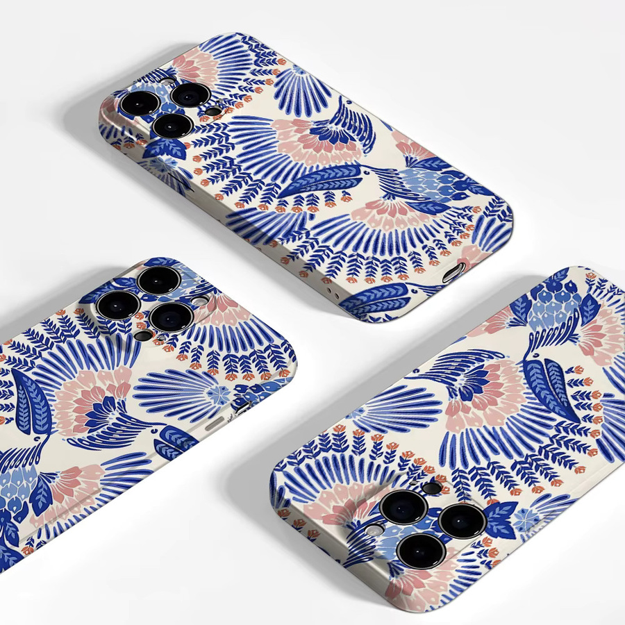 Aurea Case Matte Bumper Schutzhülle mit MagSafe Kompatibilität für iPhone 17 16 15 14 13 Pro Max Blue Bird Floral-s in Blau/Mehrfarbig - Bild 3