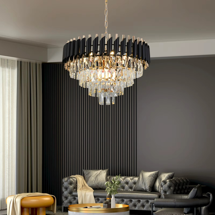 VETRULUS Moderner Kristall-Kronleuchter in Schwarz für Wohnzimmer und Esszimmer - Bild 2
