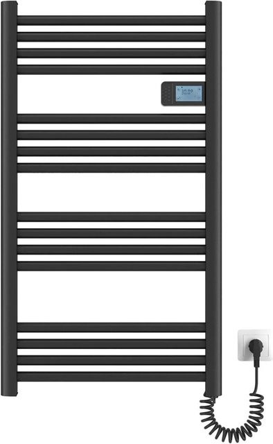 Emke Elektrischer Handtuchwärmer Schwarz 500W mit Thermostat, LED Display und Temperaturanzeige, Breite: 96 cm, Höhe: 54 cm - Bild 1