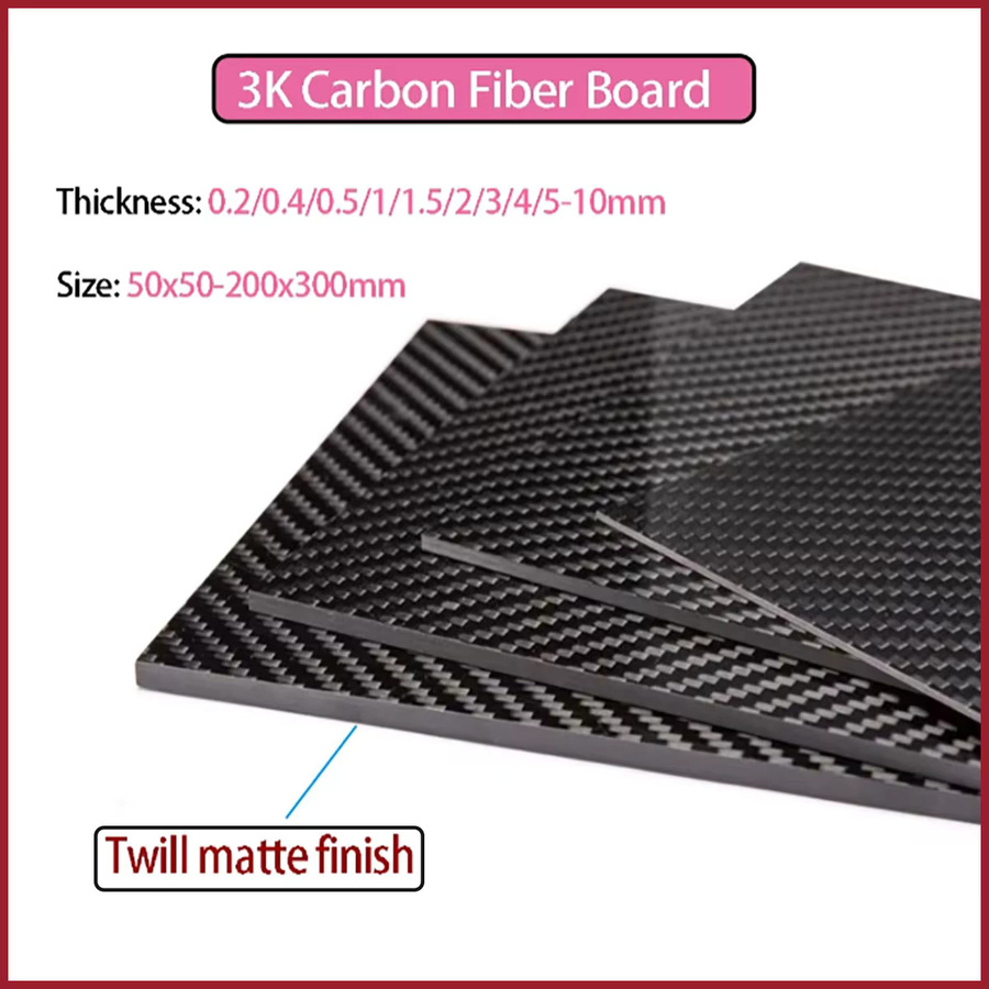 Matte Carbonplatte aus Kohlefaser in Schwarz, Dicke: 0,2–10 mm, hochfeste Verbundplatte für Industrie und Heimwerker - Bild 2