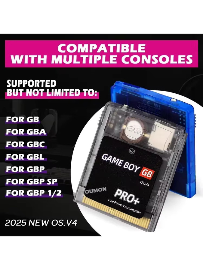 HeroAngel GB PRO+ Spielkarte OS.V4 mit 2000 in 1 Spielen für GB, GBC und GBA Konsolen, 8GB MicroSD Speicherkarte in Blau Transparent - Bild 7