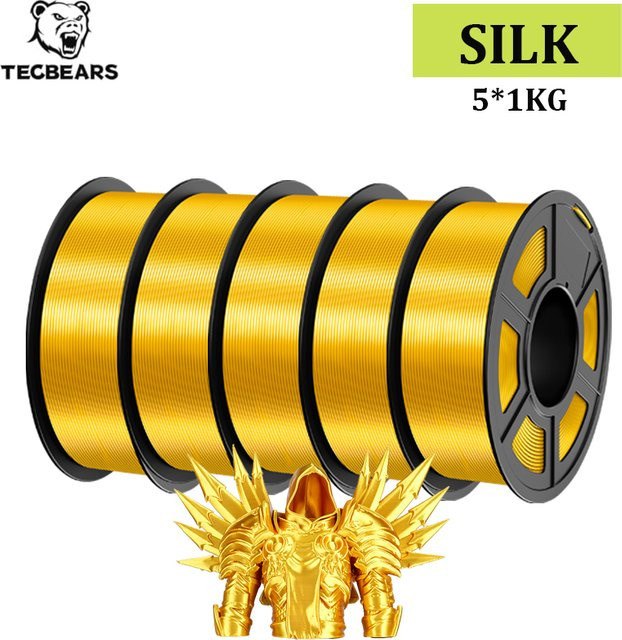 TECBEARS PLA+ Seide Filament 1,75mm Mehrfarbig, 5 Rollen à 1kg (Gesamtgewicht 5kg) für FDM 3D-Drucker - Bild 1