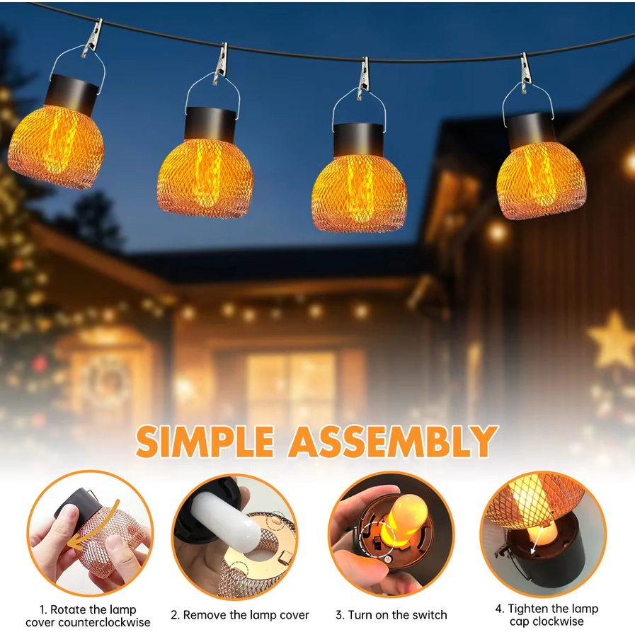 Leclstar Solar Laterne mit Flammen-Effekt, Wasserdichte LED Gartenlampe in Schwarz mit warmweißem Licht für Outdoor, Hof und Camping - Bild 4
