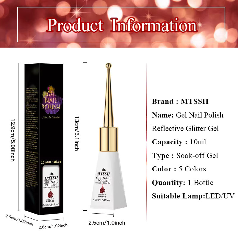 Mtssii Glitzer-Gel-Nagellack, 10 ml, Glänzend - Bild 5