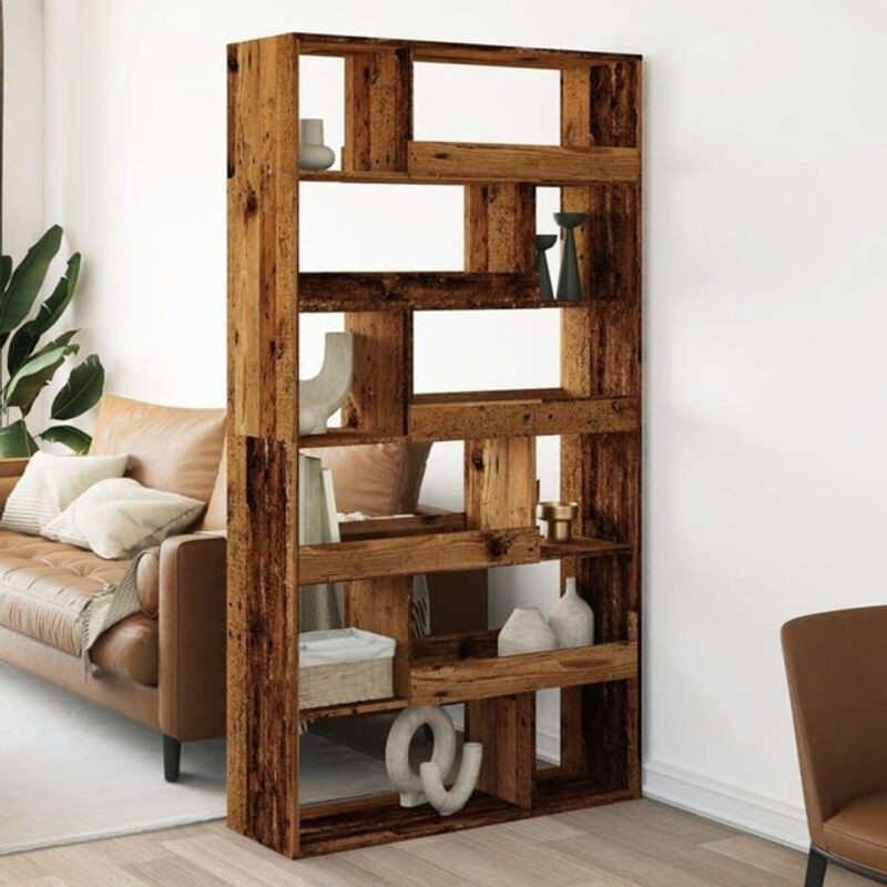 Vidaxl Raumteiler in Altholz-Optik aus Holzwerkstoff, Braun, B/T/H: 100 x 33 x 187,5 cm - Bild 1