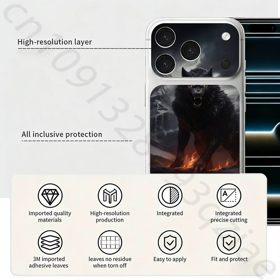 Der Wolf Rückseitenschutzfolie für iPhone 17 Pro Max und iPhone 17 Pro als 3D Skin Wrap in Mehrfarbig - Bild 3