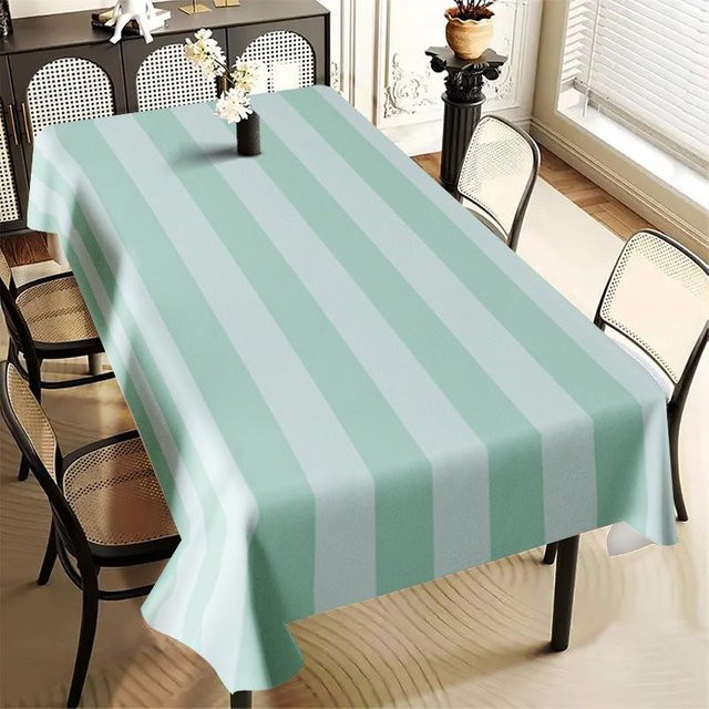 JMG Household Supplies Tischdecke gestreift in Hellblau und Grün, rechteckig, wasserabweisend und waschbar, B/T: 140 x 140 cm - Bild 1