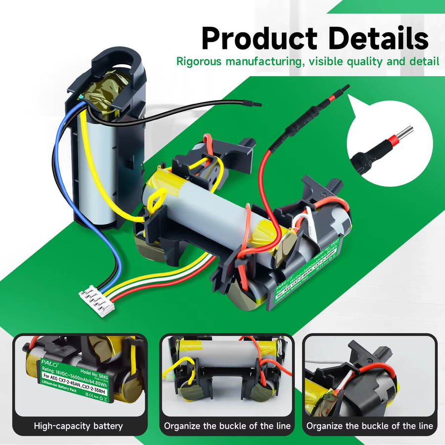 AEG Ersatzakku 18V 3600mAh in Schwarz für Staubsauger Modelle CX7-2-35RM CX7-2-45AN CX7-35WRK AG3012 AG3011 AG3101 AG3013 AG18 Plus AG3015SW - Bild 3