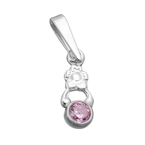 SIGO Anhänger Blume, 925 Silber, Glasstein-pink, Kristall, Kinder - Bild 1