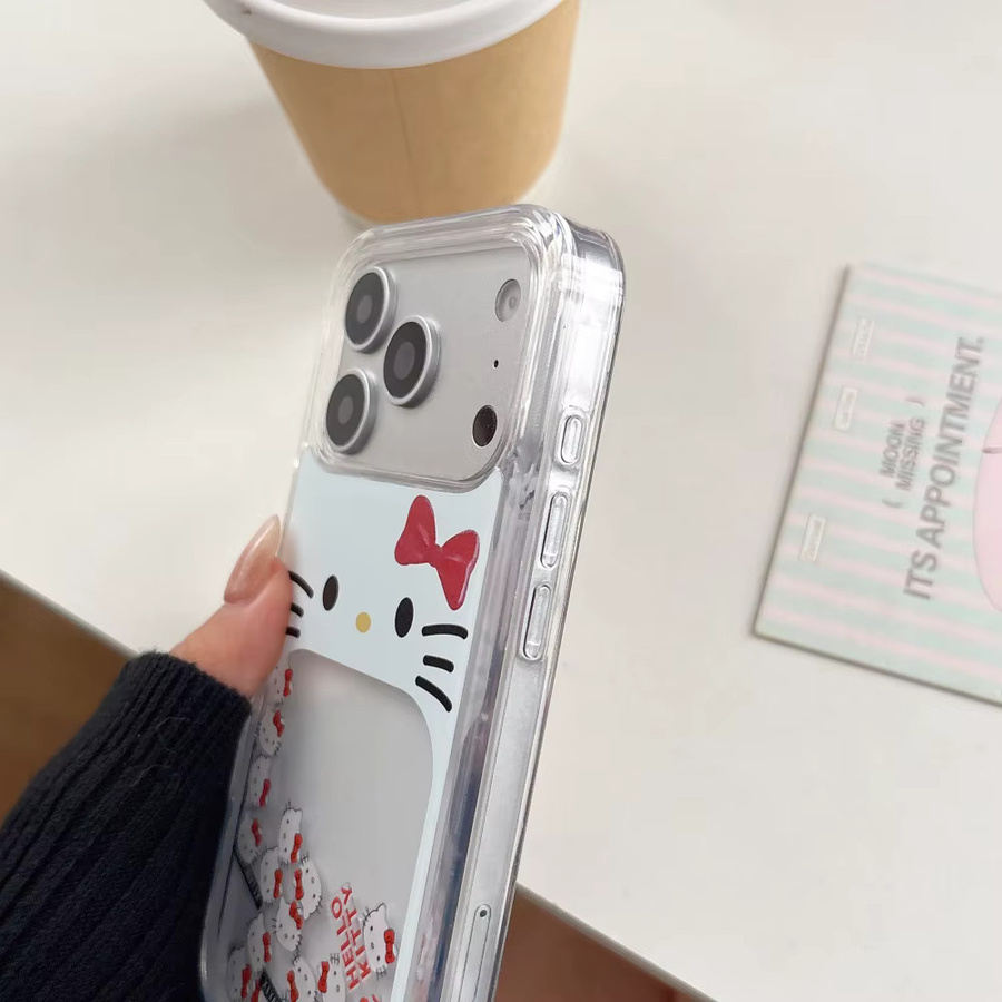Sanrio Hello Kitty Handyhülle mit Glitzer und Schleife in Weiß für iPhone 13 14 15 16 17 Pro Max - Bild 3