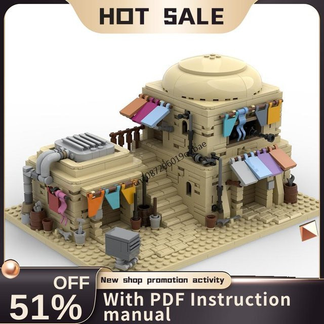 Famous Star Battle Movie Moc Tatooined Desert House Model, 1203 Teile - Bild 1