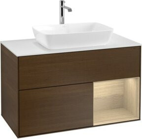V&B Waschtischunterschrank Finion 100 mit Wandbeleuchtung in Eiche Oak, B/T/H: 100 x 50,1 x 50,1 cm - Bild 1