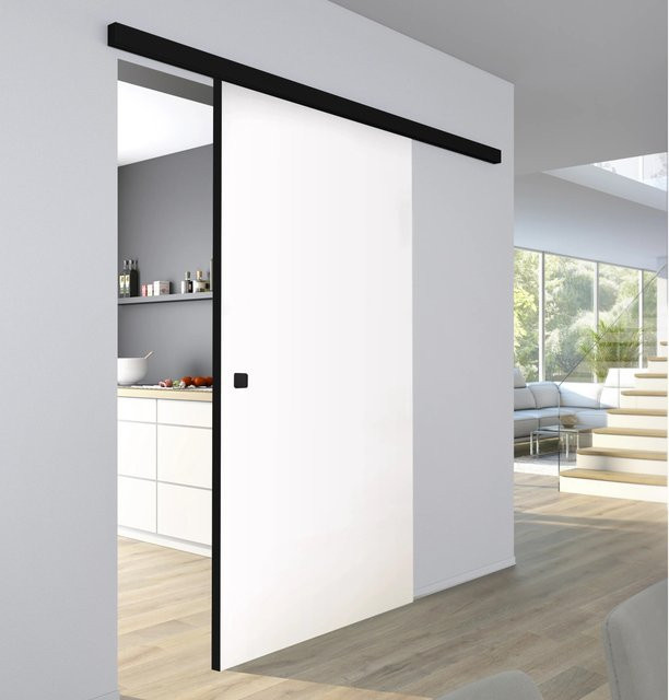 Novadoors Holzschiebetür-Set Ontario modern in Bianco und Nero mit Softeinzug, B: 93,5 cm, H: 205,8 cm - Bild 1
