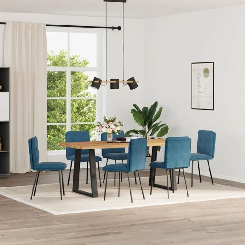 6er Set moderne Esszimmerstühle aus Samt in Blau von Vidaxl - Bild 1