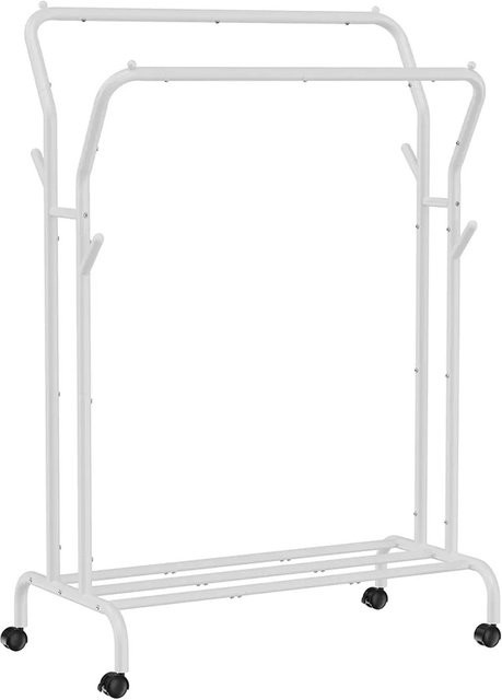 Songmics Kleiderständer mit Rollen und Doppelhaken in Weiß, B/T/H: 52,5 x 103,5 x 155 cm - Bild 1