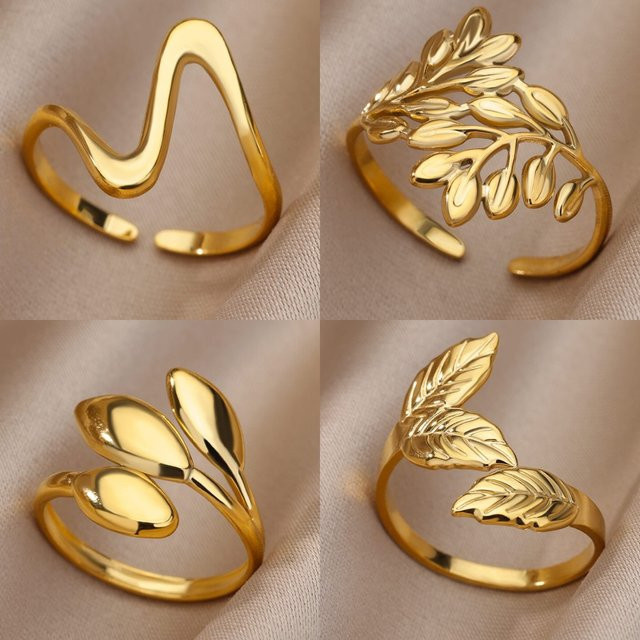 HPTOTMG Ringe, Edelstahl, Gold, Damen, Klassisch - Bild 1