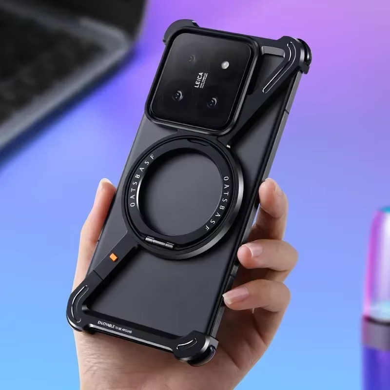Eary Z-Form Metall-Handyhülle für Xiaomi 15 15 Pro mit magnetischem 360 Grad rotierendem Ständer und rahmenlosem Stoßfänger-Schutz - Bild 3