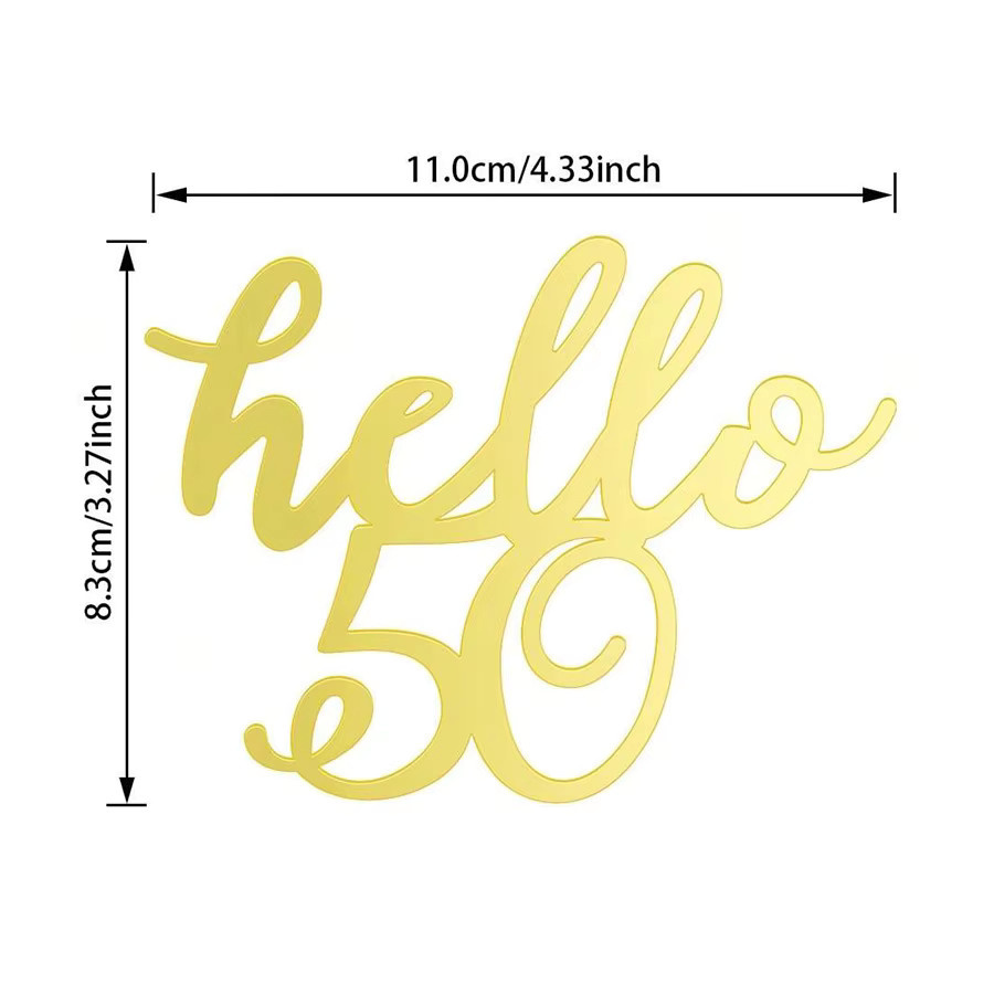 3er Set goldene Acryl Kuchen Topper von hello21 zur Dekoration für Geburtstag oder Hochzeitstag - Bild 3