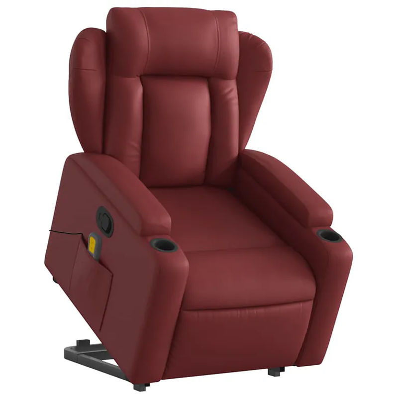 Vidaxl Relaxsessel Aufstehhilfe mit Massagefunktion in Rot aus Kunstleder - Bild 7