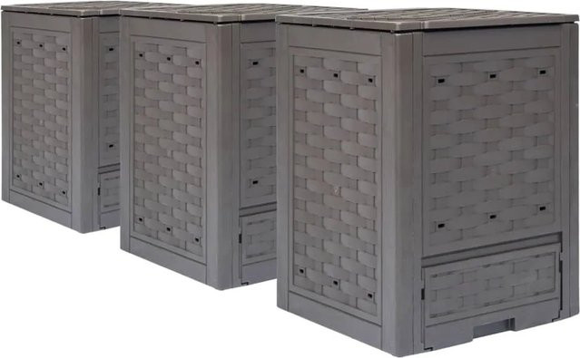 DELUKE MARV Komposter Garten Set aus 3 Stück, Braun, Kunststoff, 900L, B/T/H: 60 x 60 x 83 cm - Bild 1