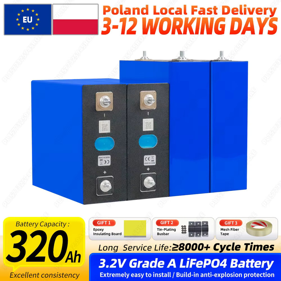 LiFePO4 3,2V 320Ah Lithium-Eisenphosphat Batterie Klasse A für DIY 12V 24V 48V Systeme, prismatische LFP-Zellen in Blau - Bild 2
