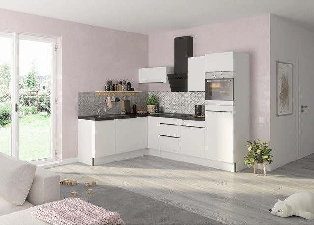 Optifit Winkelküche Optikoncept Arvid in Weiß, modern und glänzend, Breite: 270 cm - Bild 1