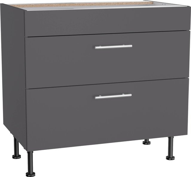 Optifit Küchen-Unterschrank Ingvar420 mit 2 Auszügen, Anthrazit Matt, Breite: 90 cm - Bild 1