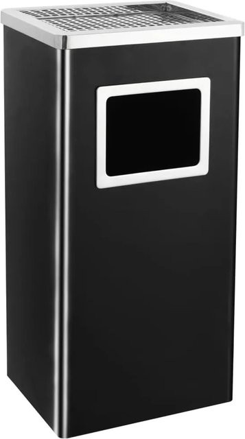 vidaXL Mülleimer mit Aschenbecher für Hotels, 45 l, Stahl, Schwarz, B/T/H: 30,0 x 61,0 x 24,0 cm - Bild 1