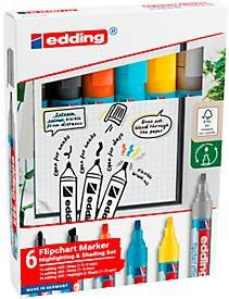 Edding Highlighting & Shading Schreibgeräteset, 6-teilig, Multicolor, Strichstärke 1,5-3/1-5 mm, nachfüllbar - Bild 1