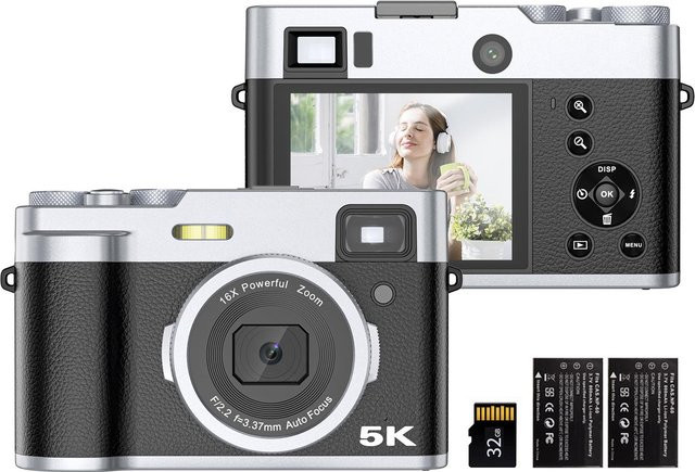 Honor Electronics Tragbare Digitalkamera in Schwarz mit 48MP Doppellinsen, 5K Video und 2,8-Zoll-IPS-Bildschirm sowie 16-fachem Digitalzoom - Bild 1