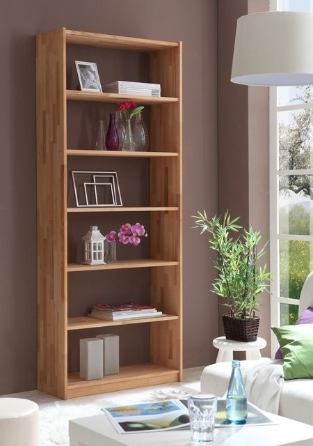 TiCAA Standregal Simon Bücherregal Buche Braun mit 6 verstellbaren Fächern, B/T/H: 80 x 31 x 214 cm - Bild 1