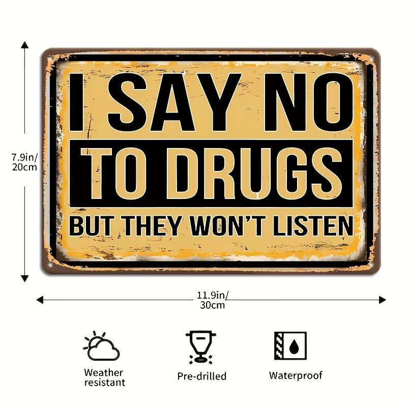 CIFBUY Vintage Say No To Drugs Metallwandschild aus Aluminium, B/H: 30 x 20 cm - Bild 5
