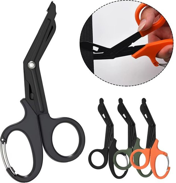 Taktische Trauma Schere mit Karabiner für Notfall und Erste Hilfe von Mrgabwte in Grün und Schwarz - Bild 1