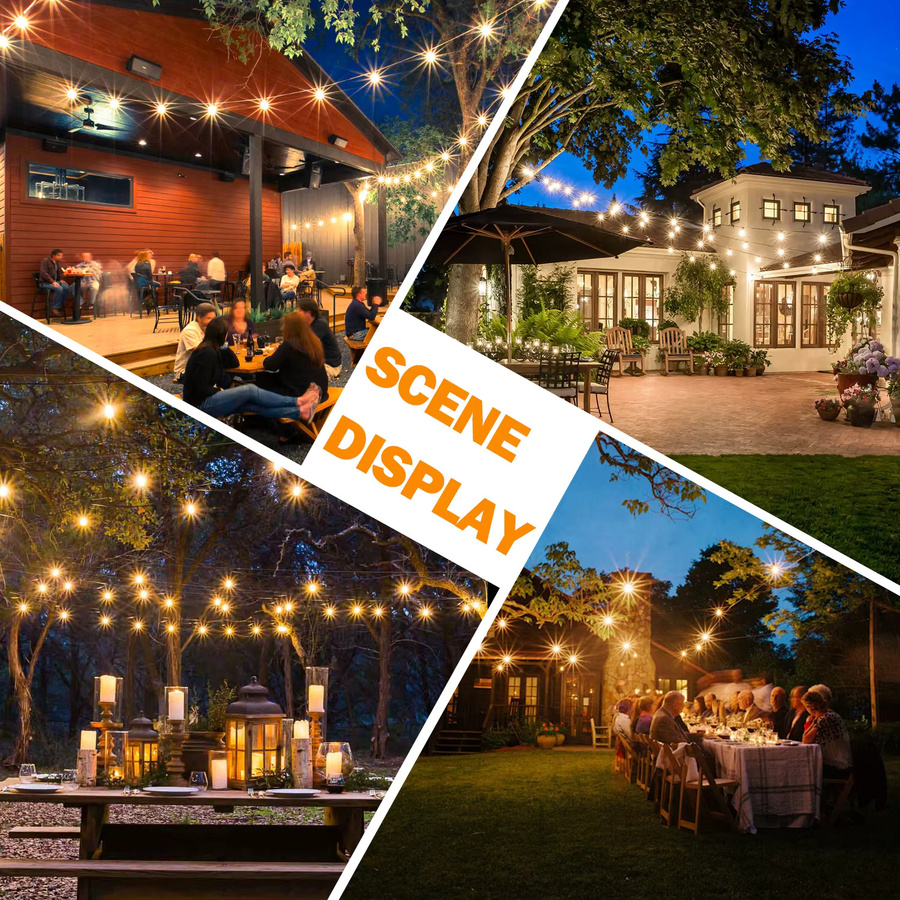 Grensk Bruchsichere Outdoor-Lichterkette aus Kunststoff in Transparent mit Warmweißem Licht, E12 Fassung, 1 W, Wasserdicht für Garten, Hochzeit und Party - Bild 2