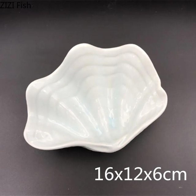 Muschelförmiger Keramik-Essteller für Sushi und Dessert in Schwarz - Bild 1