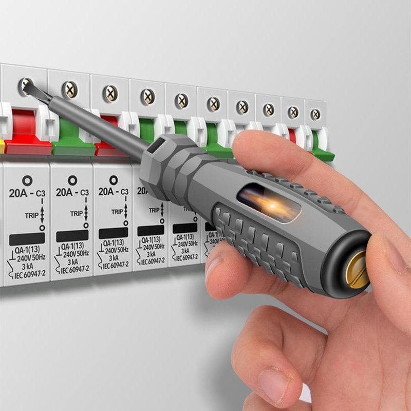 ANENG B04 2-teiliges Set elektrischer Spannungsprüferstift mit Schlitz- und Kreuzschlitzschraubendreher, Neonröhre und magnetischer Spitze, Grau - Bild 2