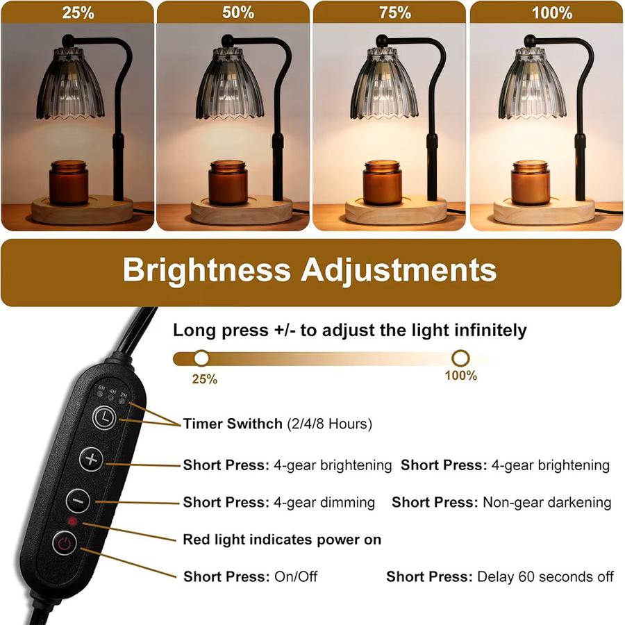 RUNTOIN Kerzenwärmer-Lampe mit Timer und Dimmer in Schwarz mit transparentem Glas-Dome - Bild 4
