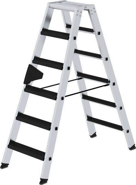 PROREGAL Stufen-Stehleiter Clip-Step Relax beidseitig begehbar, 2 x 6 Stufen, Silber - Bild 1