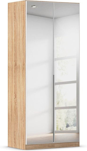 Drehtürenschrank Alabama von RAUCH in Eiche Sonoma mit Spiegel und Alugriffen, B/H: 91 x 210 cm - Bild 1