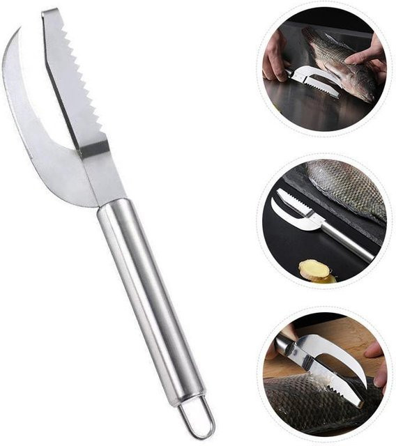 YJSTY 2-in-1 Fischschaber und Fischmesser aus Edelstahl in Silber - Bild 1